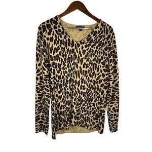 Bogari Leopard Print Sweater‎ Blouse  Size L Leopard Animal Print Soft